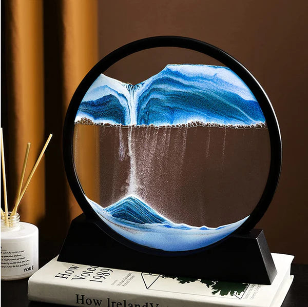 Moving Sand Art Picture Round Glass