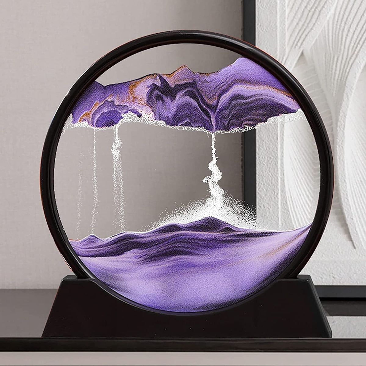 Moving Sand Art Picture Round Glass
