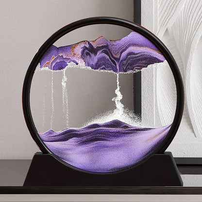Moving Sand Art Picture Round Glass